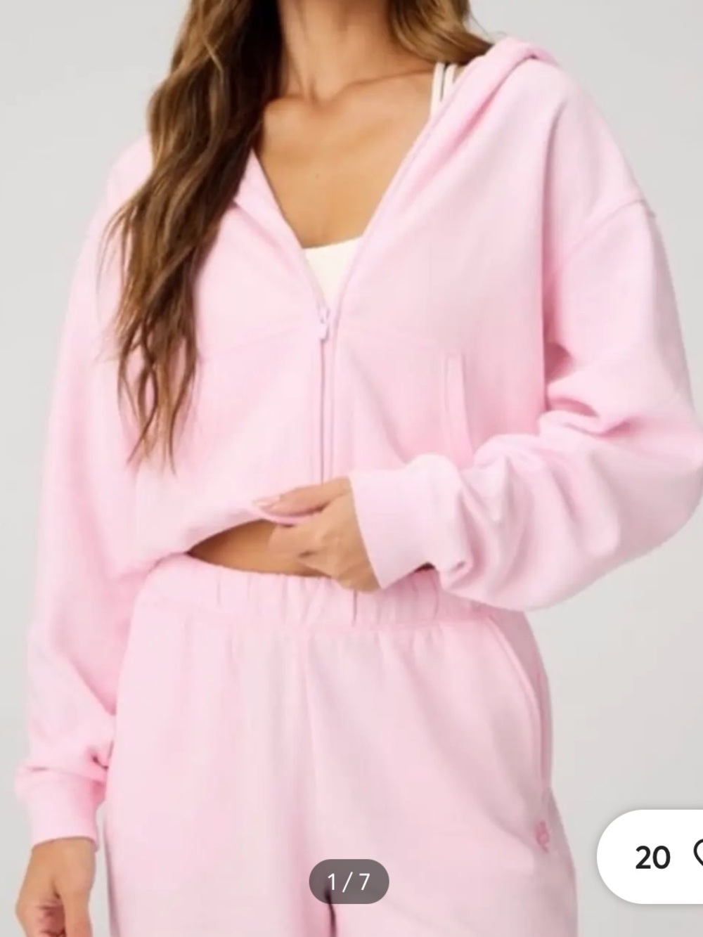 Fabletics Set - Light Pink Cropped Cozy Zip Hoodie and Sweats